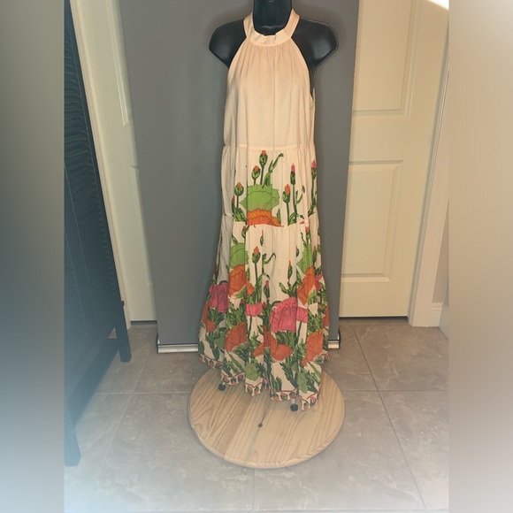 Pretty Peach Floral Halter Maxi Dress - Picture 2 of 2